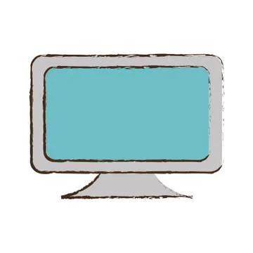 Blue screen computer equipment office sketch Stock Illustration