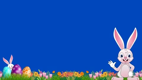 Blue screen cut out easter animation with cute bunny Stock Footage 265140960