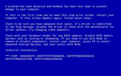 Blue screen of death. BSOD Screen computer monitor. Dark background. Stock Illustration