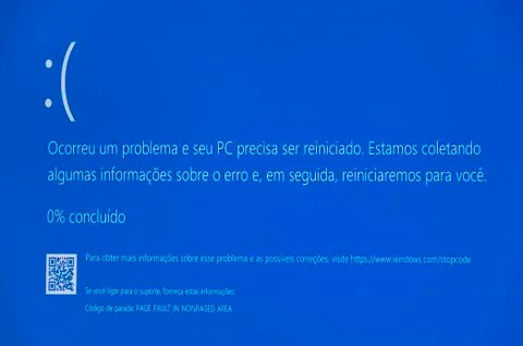 Blue Screen of Death (BSoD) - Windows 10 operating system problem message Stock Photos