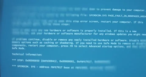 Blue Screen of Death, error from an operating system Stock Footage 321761437