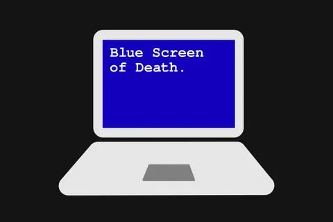 Blue Screen of Death. Operating system is not working on the computer after e Illustrazione stock