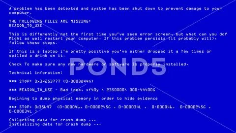 Blue Screen Of Death Vector. BSOD. Fatal Death Computer Error. System ...