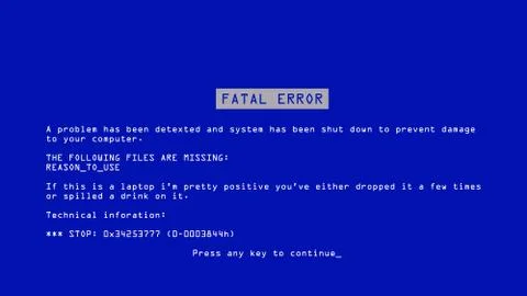 Blue Screen Of Death Vector. BSOD. Fatal Driver, Critical Memory Computer 404 Stock Illustration