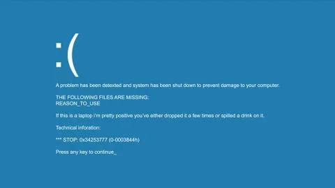 Blue Screen Of Death Vector. Interrupt Request Level. Software, Hardware Crash Stock Illustration