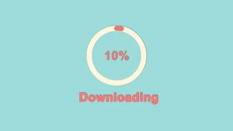 Blue screen of the device with the white and pink icon of the percents running Stock-Footage 97950069