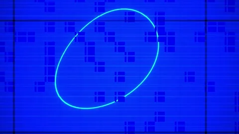 Blue Screen Digital Grid with Glowing Circle in Fast Motion Background Stock Footage 343692001