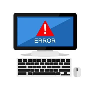 Blue screen error caution on computer Stock Illustration
