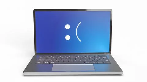The blue screen error showing on laptop pc  3d rendering Illustrazione stock