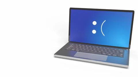 The blue screen error showing on laptop pc  3d rendering Illustrazione stock