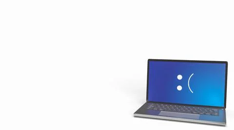 The blue screen error showing on laptop pc  3d rendering Illustrazione stock