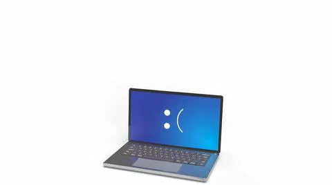The blue screen error showing on laptop pc  3d rendering Stock Illustration