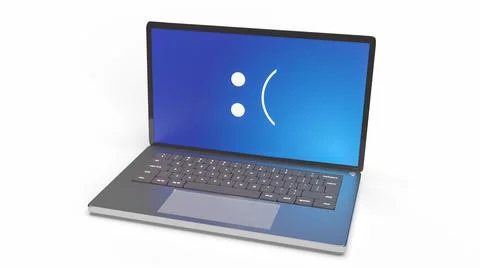 The blue screen error showing on laptop pc  3d rendering Illustrazione stock