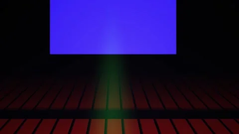 A blue screen with a green light beam on a red floor. Stock Footage 335542664