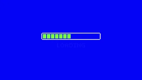 Blue screen Loading bar downloading bar loading screen pixelated progress a.. Stock Footage 280843703