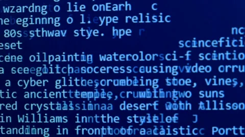 A blue screen with a lot of text on it Vidéo 264071787