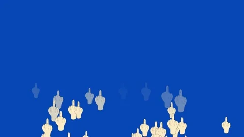Blue screen middle finger hand gesture animation footage,finger sticker,middle f Stock Footage 147603099