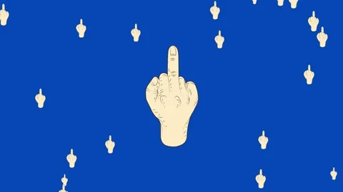 Blue screen middle finger hand gesture animation footage,finger sticker,middle f Stock Footage 147603155