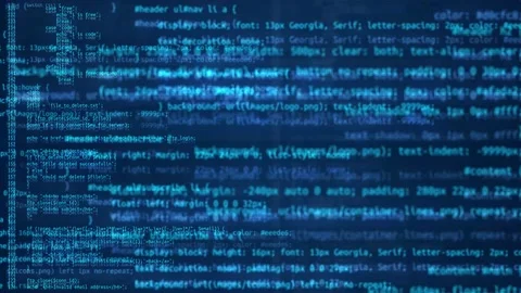 Blue Screen Modern tech. Program development and blockchain concept Stock Footage 151428070