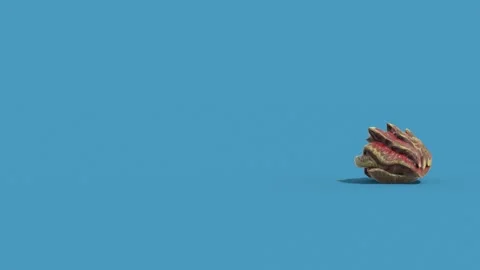 Blue Screen Monster Turtle Attacks Side Loop 3D Animations Rendering GCI 4K Stock Footage 341946669