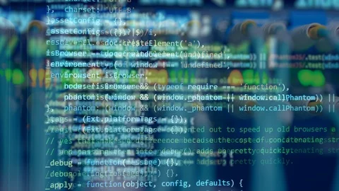 A blue screen with moving code. Stock Footage 113154939