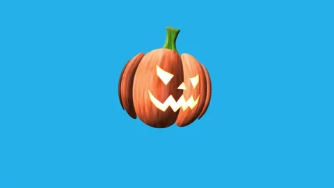 Blue screen pumpkin for video overlay, halloween Stock Footage 219635709
