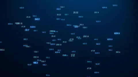 Blue screen with random floating numbers. Stock Footage 300768225