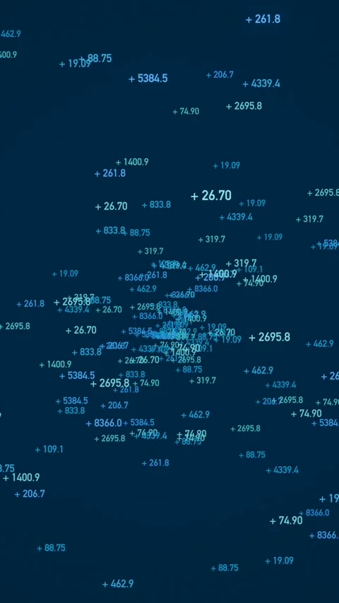 Blue screen with random floating numbers, data. Video stock 319996674