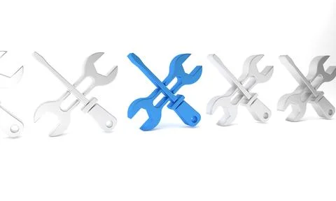 Blue Screwdriver and wrench spanner tools icon isolated on white background.. イラスト素材
