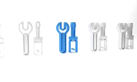 Blue Screwdriver and wrench spanner tools icon isolated on white background.. イラスト素材