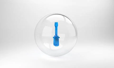 Blue Screwdriver icon isolated on grey background. Service tool symbol. Glass イラスト素材