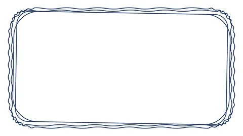 Blue scribble border with rounded corners and hand drawn wavy lines for design Stock Illustration