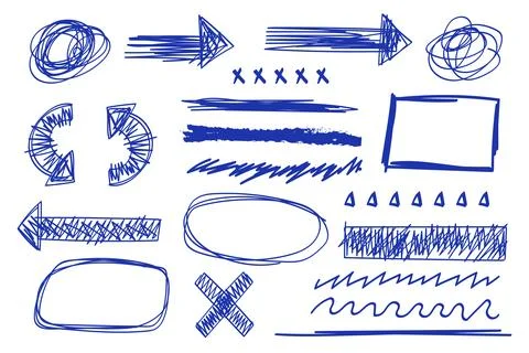 Blue Scribble Doodle Collection. Vector illustration Stock Illustration
