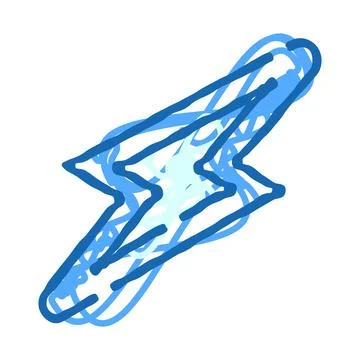 Blue scribble lightning bolt symbol representing power and energy Stock Illustration