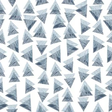 Blue scribbled triangles vector seamless pattern isolated Illustrazione stock