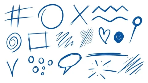 Blue scribbles with rough sketches on a white background. Stock collection of Stock Footage 334671941