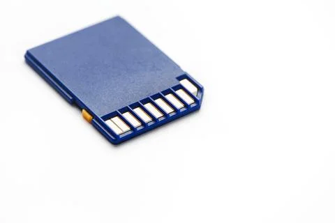 Blue SD Memory Card Isolated on White. concept Foto stock