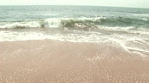The blue sea and its waves on the beach Stock Footage 2883458