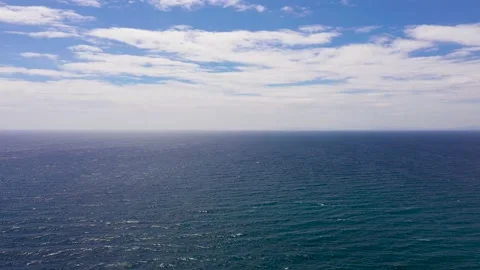 Blue sea and sky with clouds, view from the drone. Stock Footage 220134135