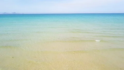 Blue sea and sky landscape from above flying drone. Panoramic view transparent Stock Footage 92667853