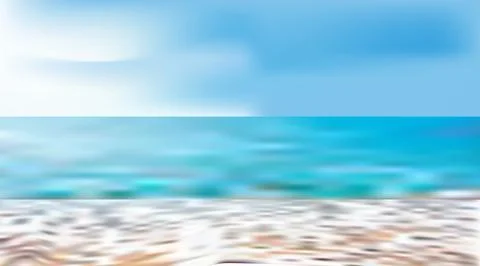 Blue sea with beach and clouds. Bali vector graphics. Stockillustratie