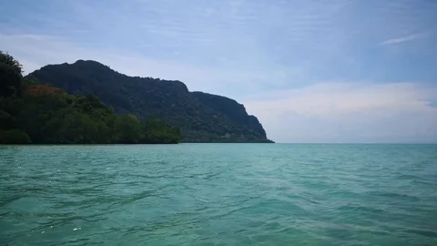 Blue sea with clearly sky taken during moving boat.  Stock Footage 114343933