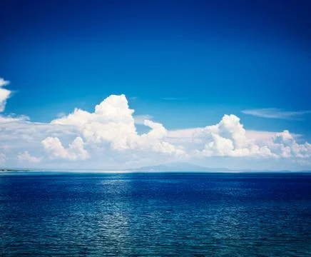 Blue Sea with Clouds Reflection. Adriatic Seascape Stock Photos