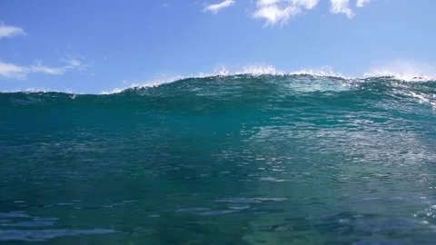Blue sea ocean wave splashed and white foam holiday surfing exotic nature Video stock 336585900