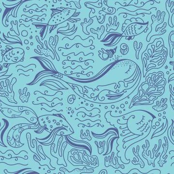 Blue sea pattern Stock Illustration