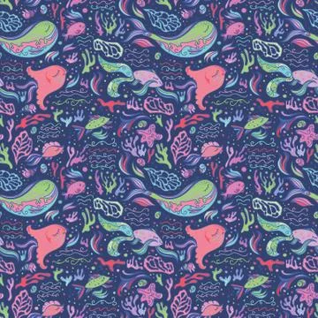 Blue sea pattern Stock Illustration