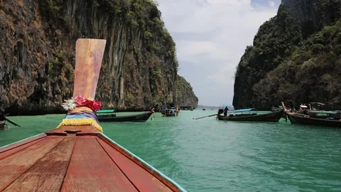 Blue sea Phi Phi island boat Stock Footage 221637634
