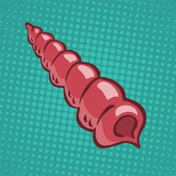 Blue sea shell isolated on blue background Stock Illustration