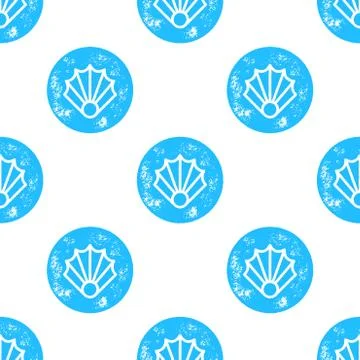 Blue Sea Shell Pattern on White Background Stock Illustration
