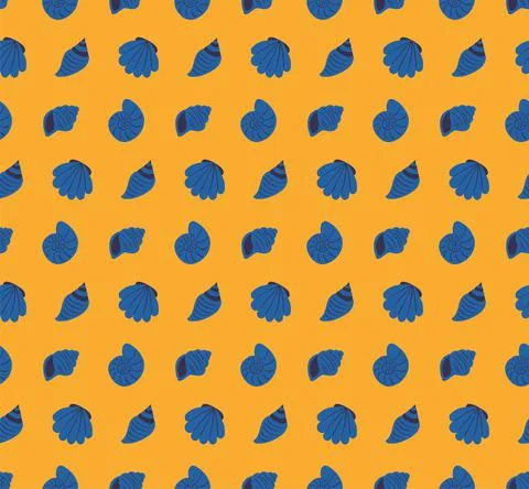 Blue sea shells simple nautical seamless pattern Stock Illustration